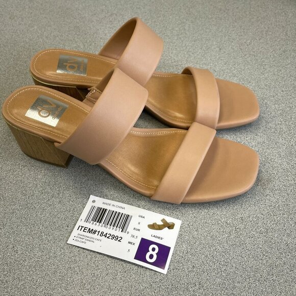 NEW Dolce Vita Sharona Women's Size 8 Block Heel Slide Sandals Tan - Picture 1 of 7